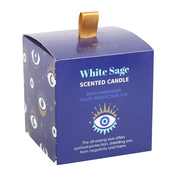 All Seeing Eye White Sage Crystal Chip Protection Candle image 2