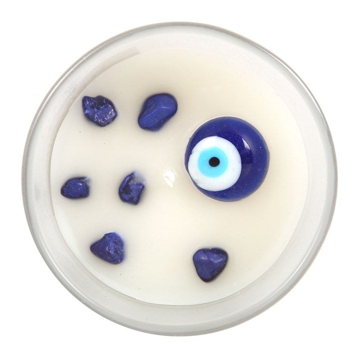 All Seeing Eye White Sage Crystal Chip Protection Candle image 1