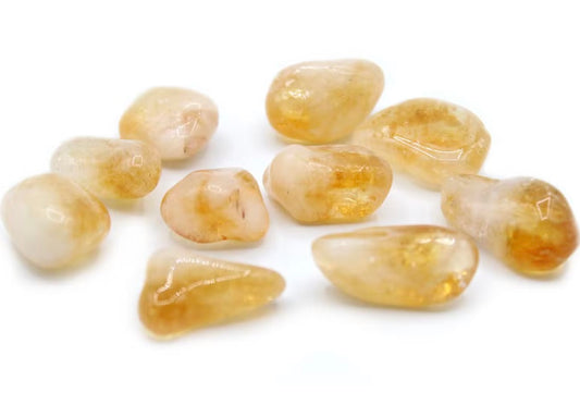 Brazilian Citrine tumble stones in natural golden colour, smooth polished finish, 20-30mm size for chakra healing and meditation