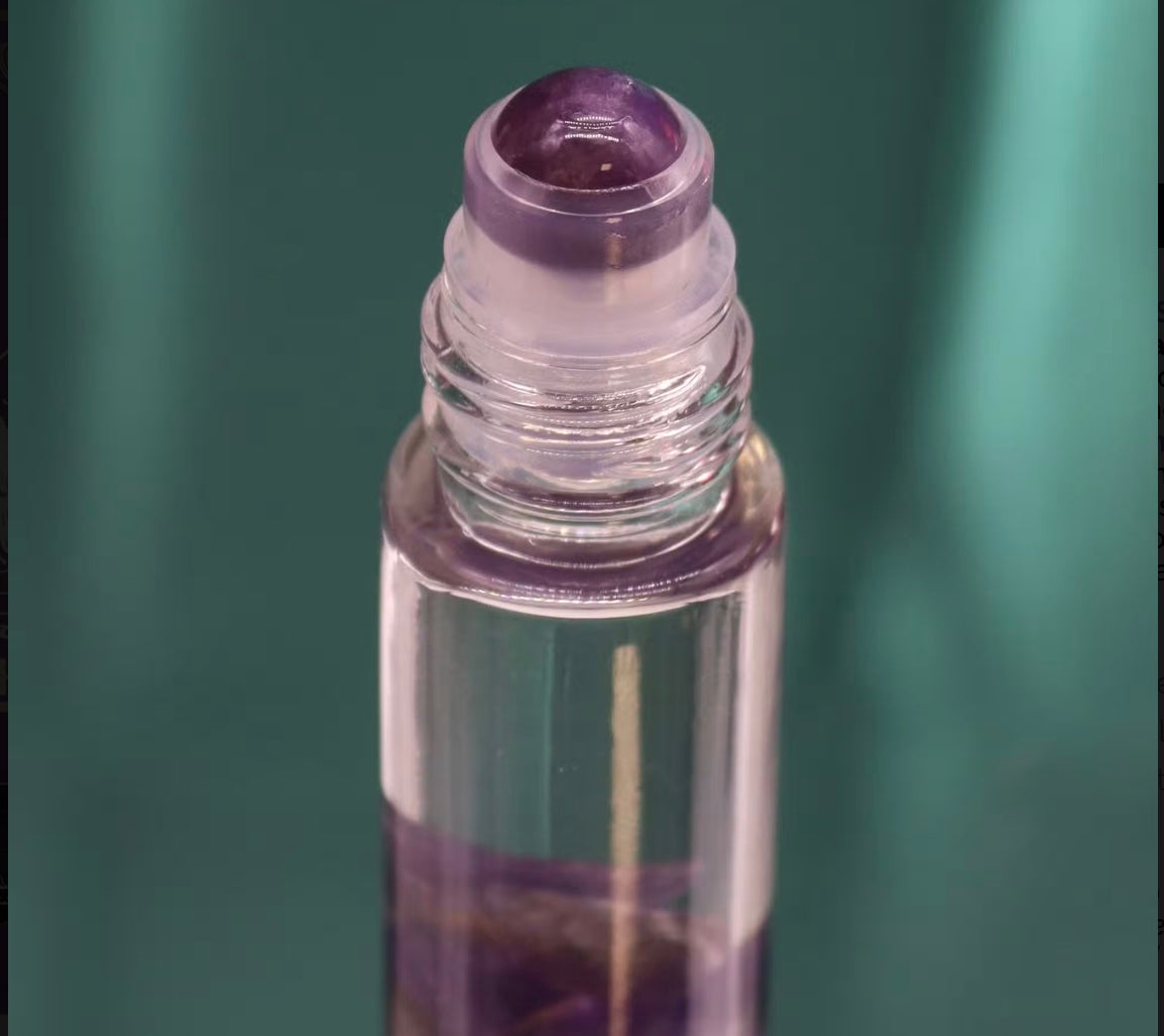 Hop Hare The Moon tarot collection aromatherapy roll-on with calming Amethyst energy.
